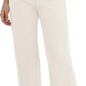 Womens Jeans High Waisted Straight Leg Loose Stretchy Lightweight Tummy Control